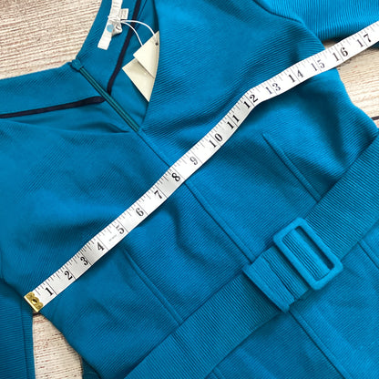 BNWT Boden Teal Blue Ribbed Dress W/ Belt Size 10