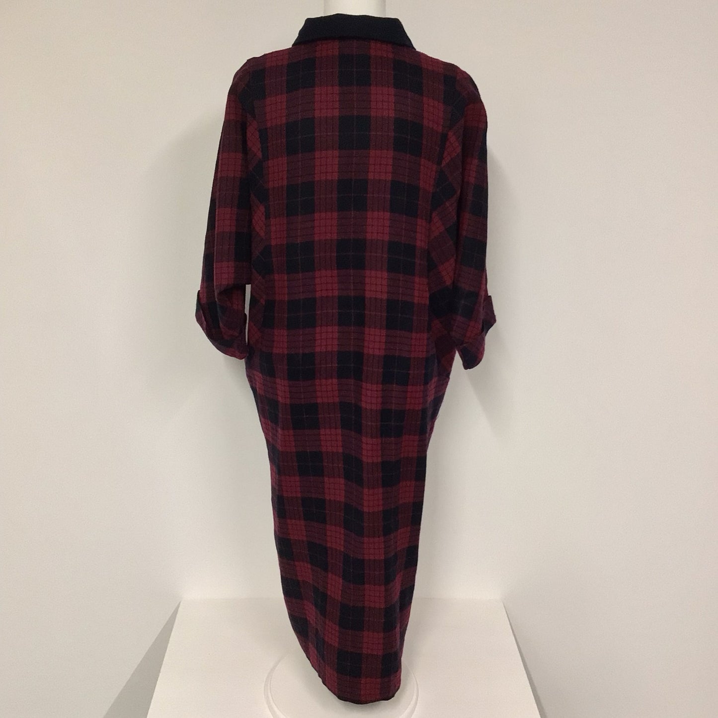 Vintage BHS Red & Black Checked Button Up Smock Dress w/Pockets Size 18