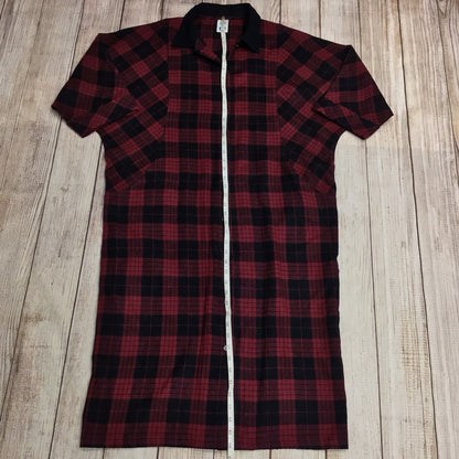 Vintage BHS Red & Black Checked Button Up Smock Dress w/Pockets Size 18