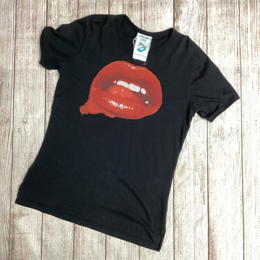 Vivienne Westwood Worlds End Black Red Lips T-shirt 100% Cotton Size L