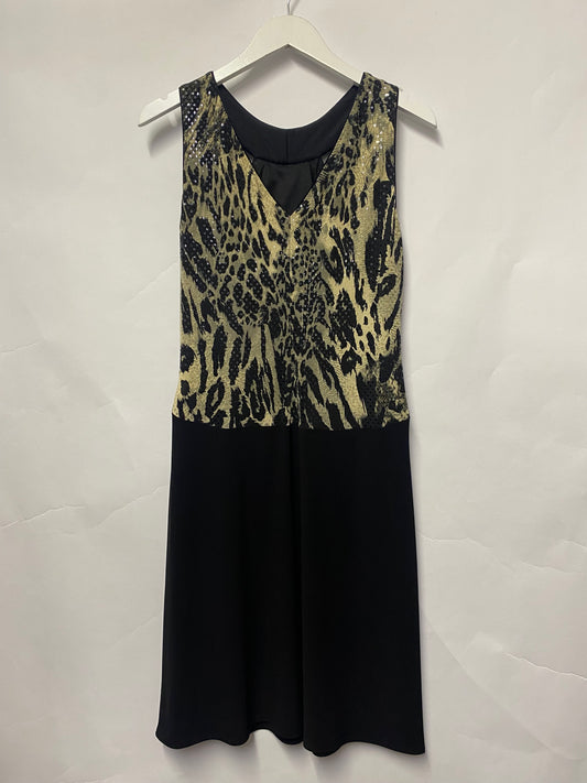 Joseph Ribkoff Black and Animal Print Party Dress 14