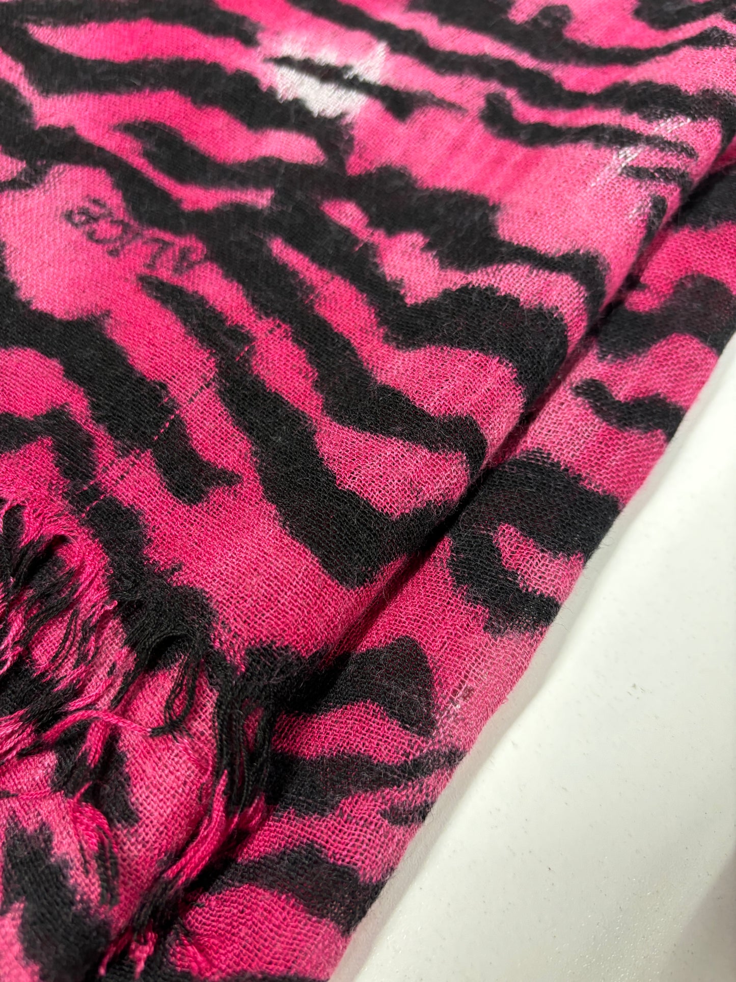 Alice by Temperley Pink Wool and Viscose Animal Print Scarf