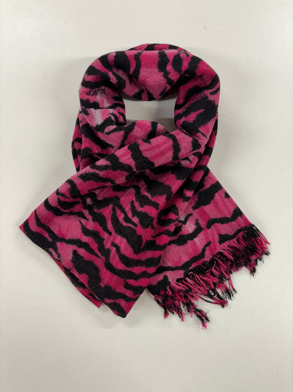 Alice by Temperley Pink Wool and Viscose Animal Print Scarf