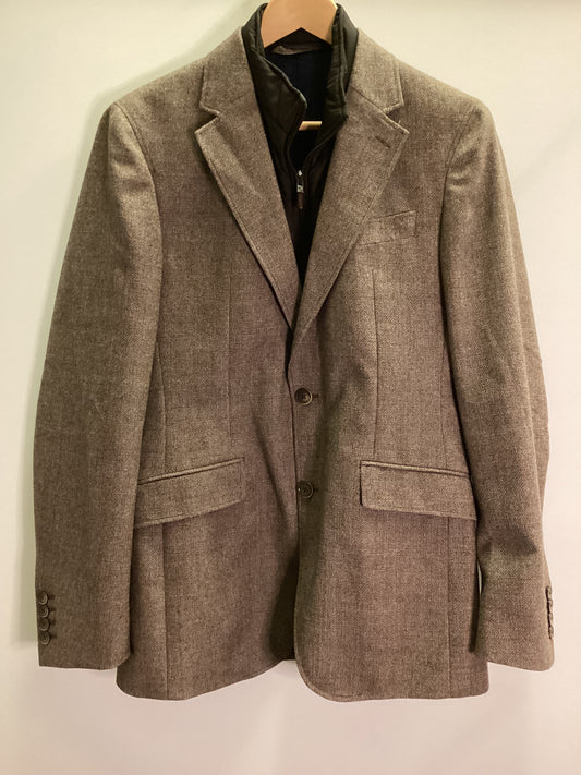 Hackett London 100% Wool Brown Textured Bib Blazer Size 38