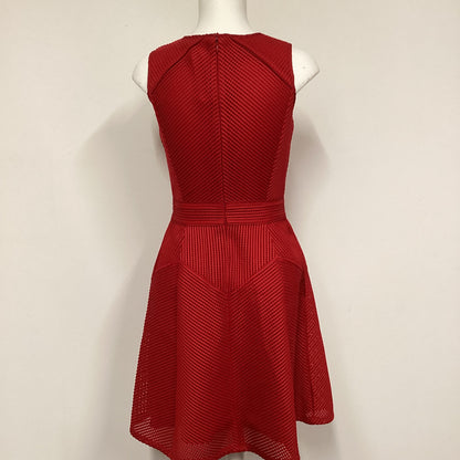 BNWT Reiss Red Ruby Textured Jersey Fit Dress W/ Pockets Size 8