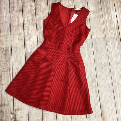 BNWT Reiss Red Ruby Textured Jersey Fit Dress W/ Pockets Size 8