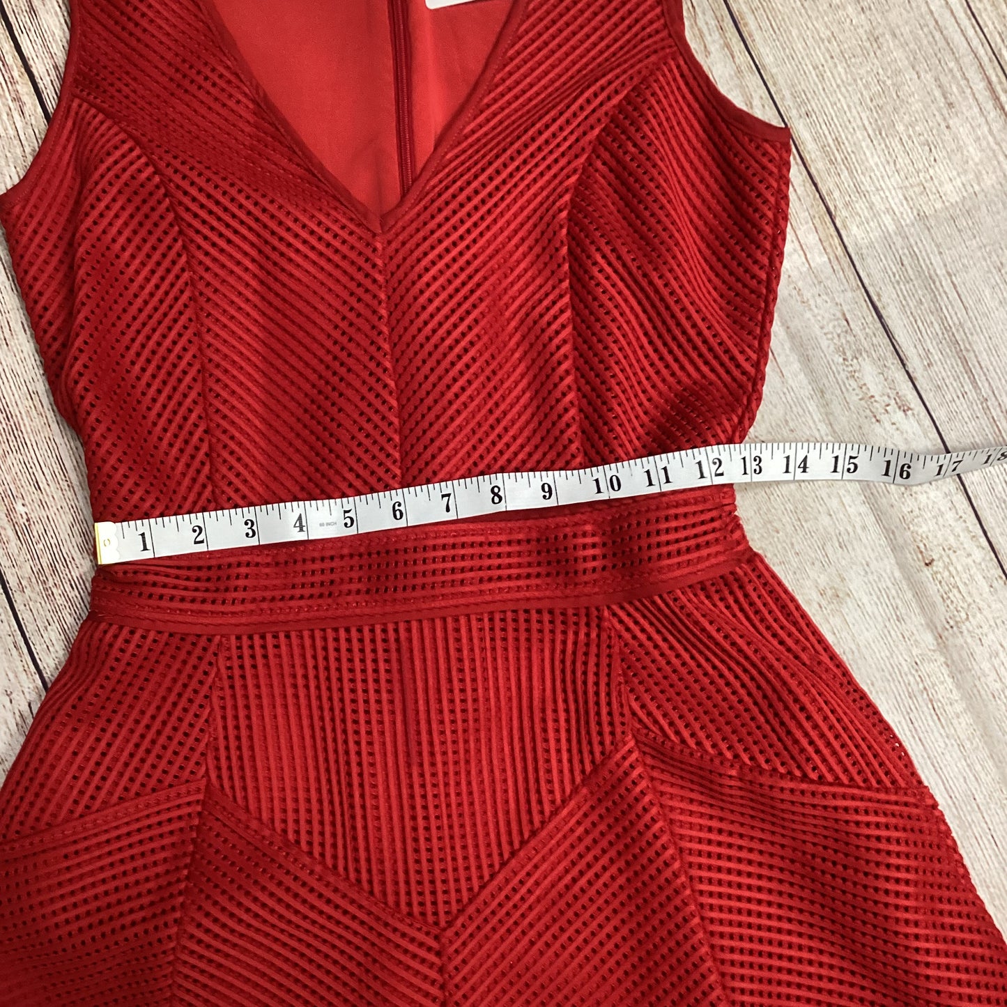 BNWT Reiss Red Ruby Textured Jersey Fit Dress W/ Pockets Size 8