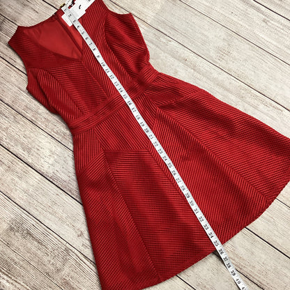 BNWT Reiss Red Ruby Textured Jersey Fit Dress W/ Pockets Size 8