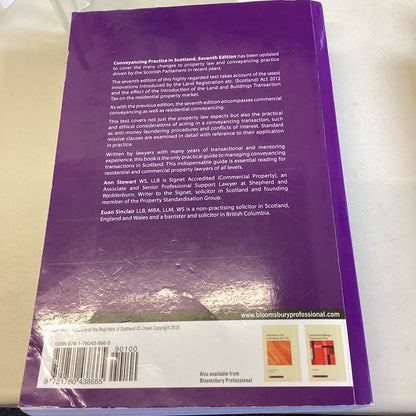 Conveyancing Practice In Scotland Seventh Edition Ann Stewart Euan Sinclair