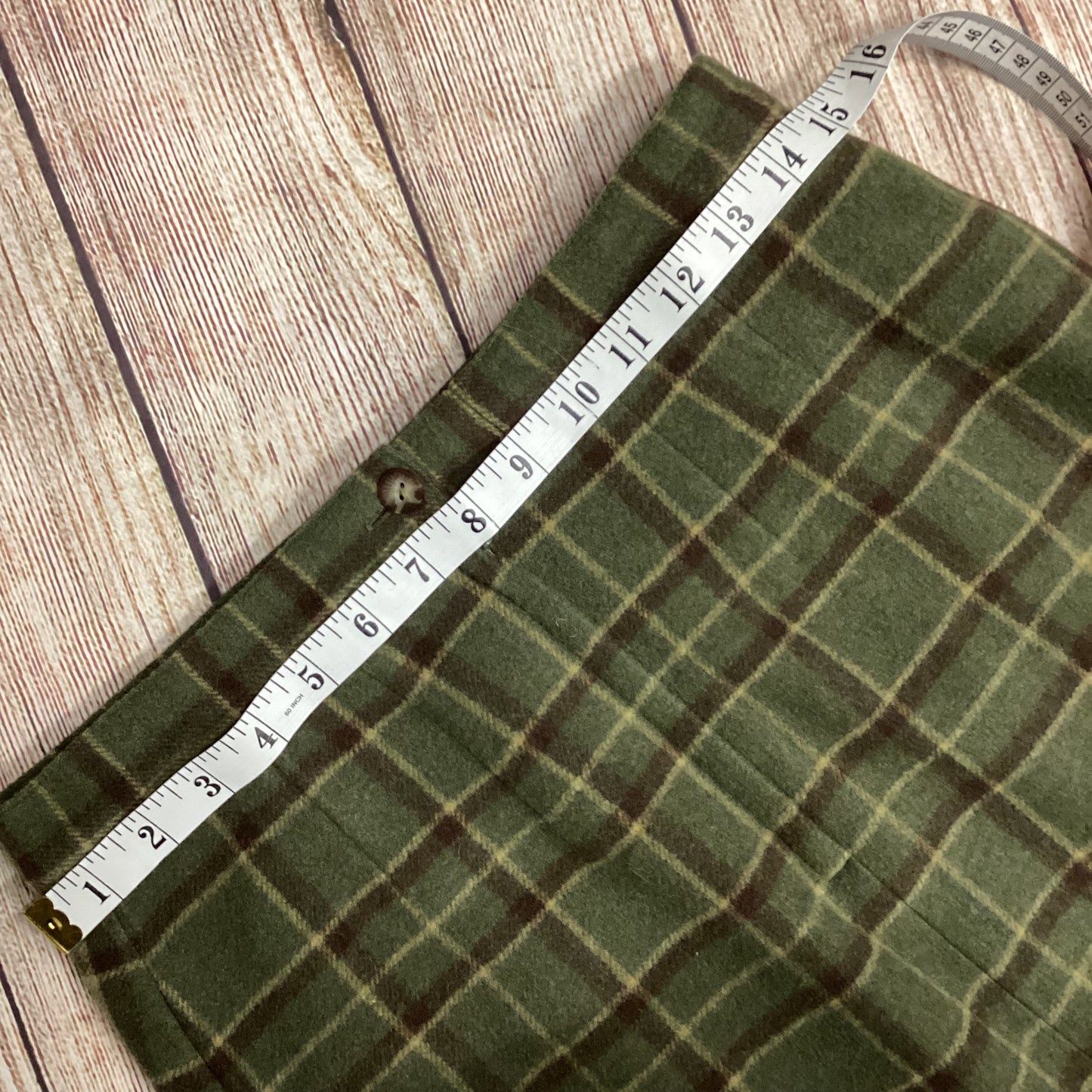 Telluride Green Checked Wool Pencil Skirt Size 4 (UK 8)