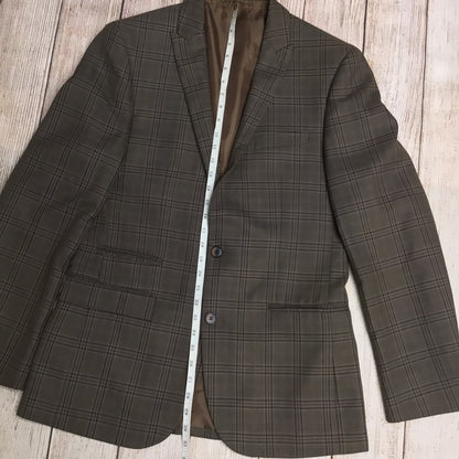 OneSix5ive Brown Checked 3 Piece Suit Jacket Size 40L Trousers Size 34L