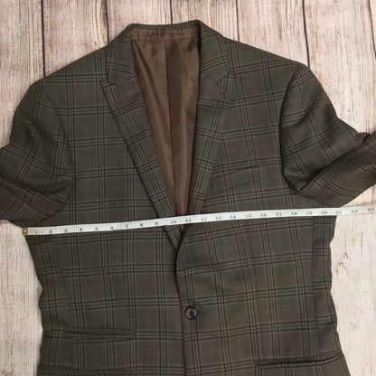 OneSix5ive Brown Checked 3 Piece Suit Jacket Size 40L Trousers Size 34L