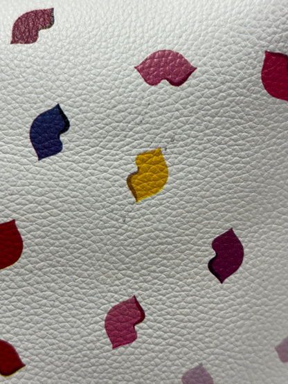 Lulu Guinness White and Multicoloured Lucilla Confetti Lips Handbag Medium BNWT