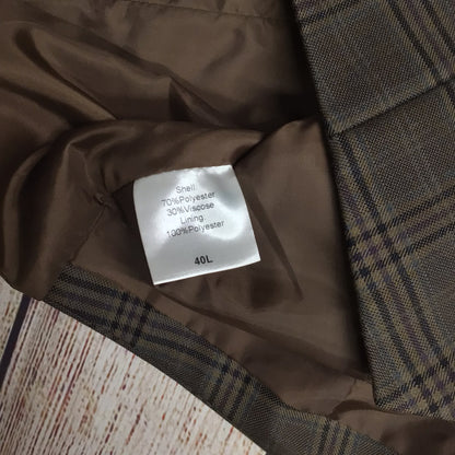 OneSix5ive Brown Checked 3 Piece Suit Jacket Size 40L Trousers Size 34L