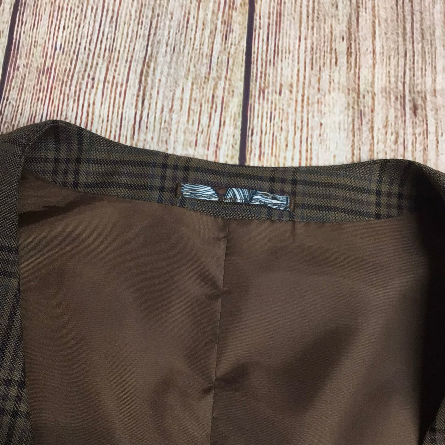 OneSix5ive Brown Checked 3 Piece Suit Jacket Size 40L Trousers Size 34L