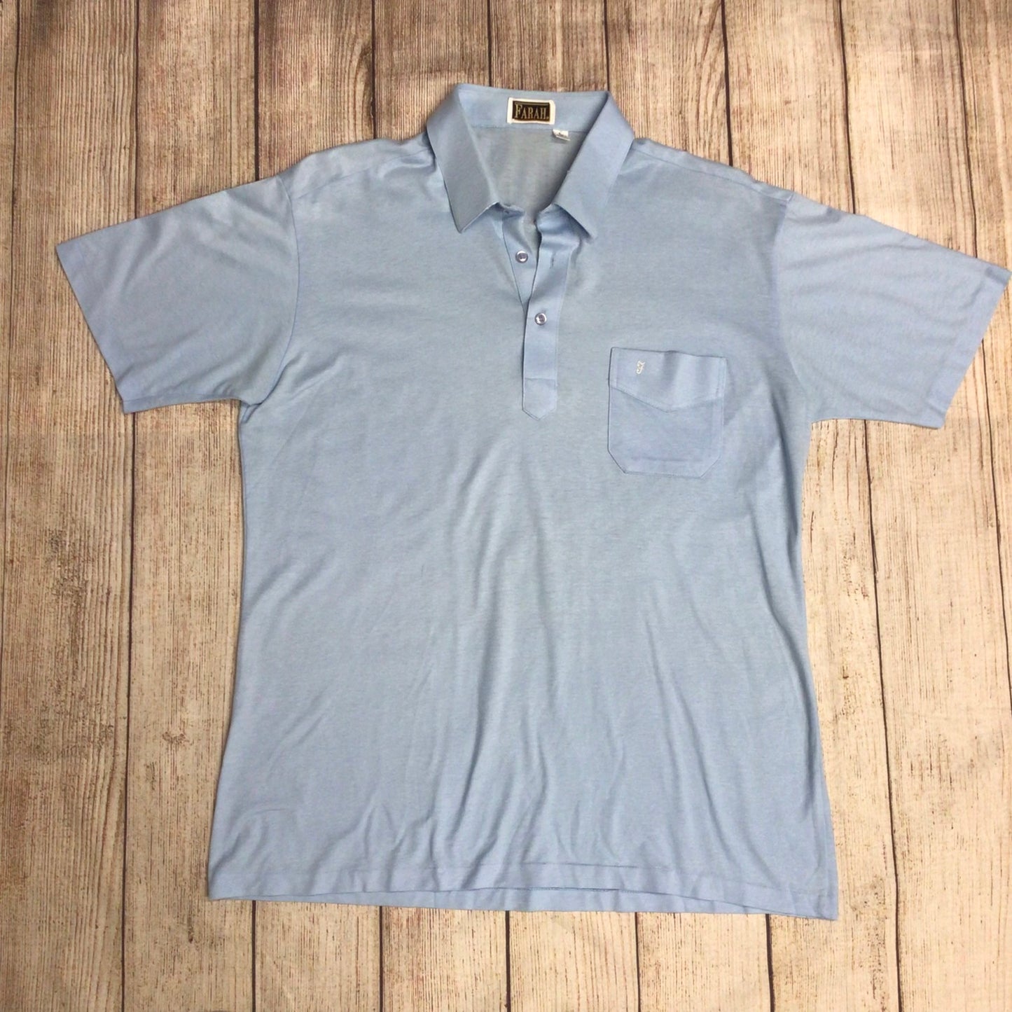 Farah Baby Blue Cotton Blend Polo Shirt Size L