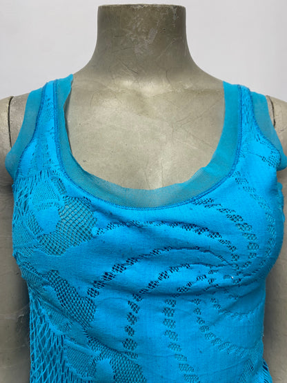 Jean Paul Gautier Soleil Blue Fishnet Vest Medium