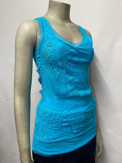 Jean Paul Gautier Soleil Blue Fishnet Vest Medium