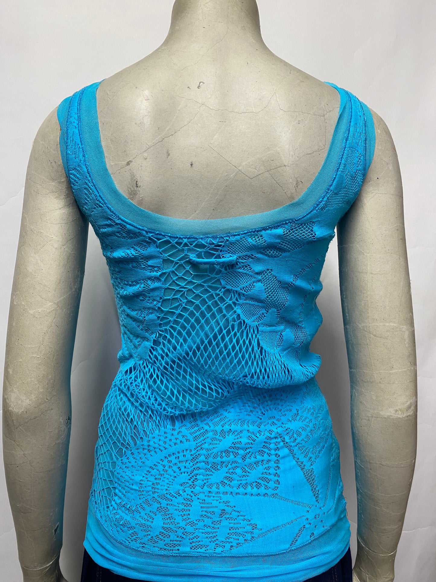 Jean Paul Gautier Soleil Blue Fishnet Vest Medium