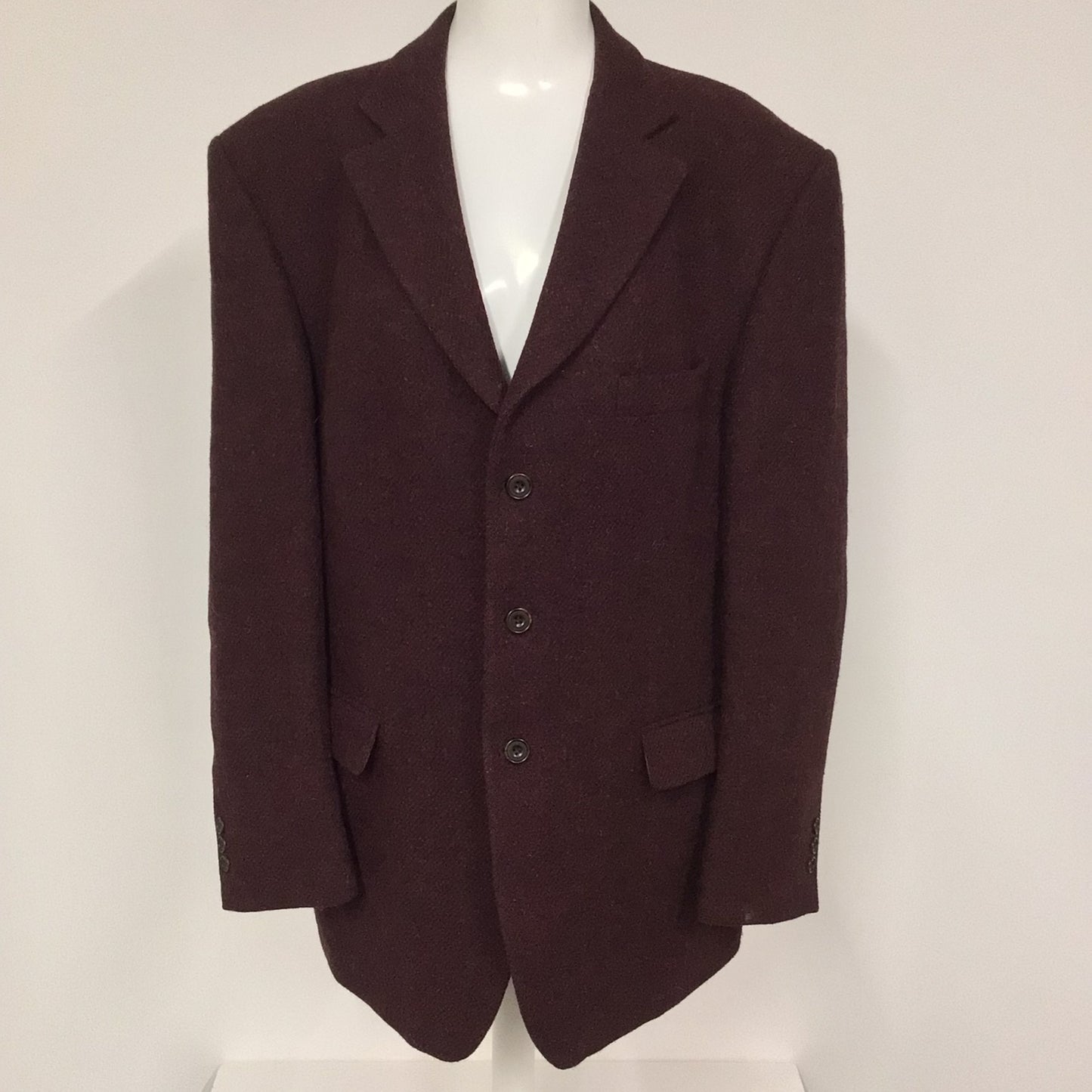 Daks Signature Burgundy Red 100% Wool Blazer Jacket Size 42R