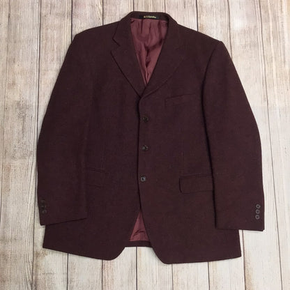 Daks Signature Burgundy Red 100% Wool Blazer Jacket Size 42R