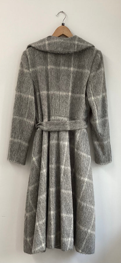 HOBBS London, Rosemary Check Coat, Gray and White, Long Winter Trench Coat, Size UK 14, BNWT