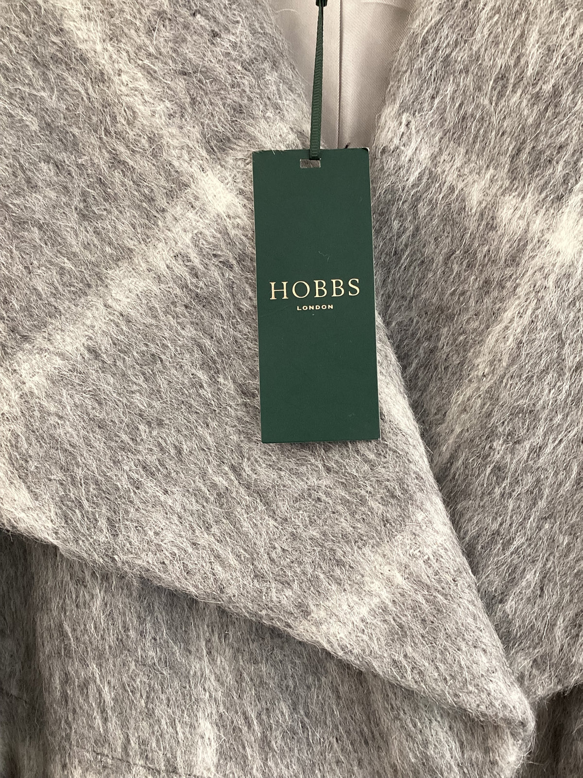 HOBBS London, Rosemary Check Coat, Gray and White, Long Winter Trench Coat, Size UK 14, BNWT