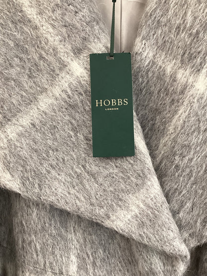 HOBBS London, Rosemary Check Coat, Gray and White, Long Winter Trench Coat, Size UK 14, BNWT