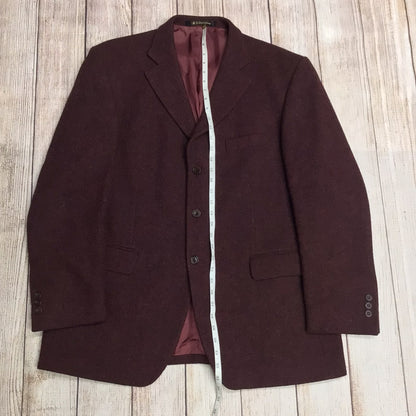 Daks Signature Burgundy Red 100% Wool Blazer Jacket Size 42R