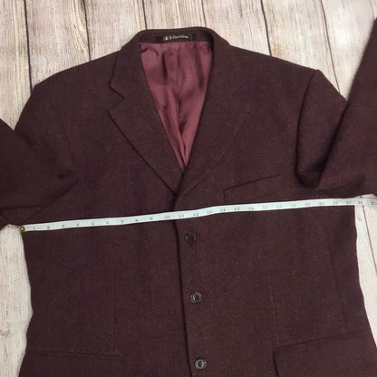 Daks Signature Burgundy Red 100% Wool Blazer Jacket Size 42R