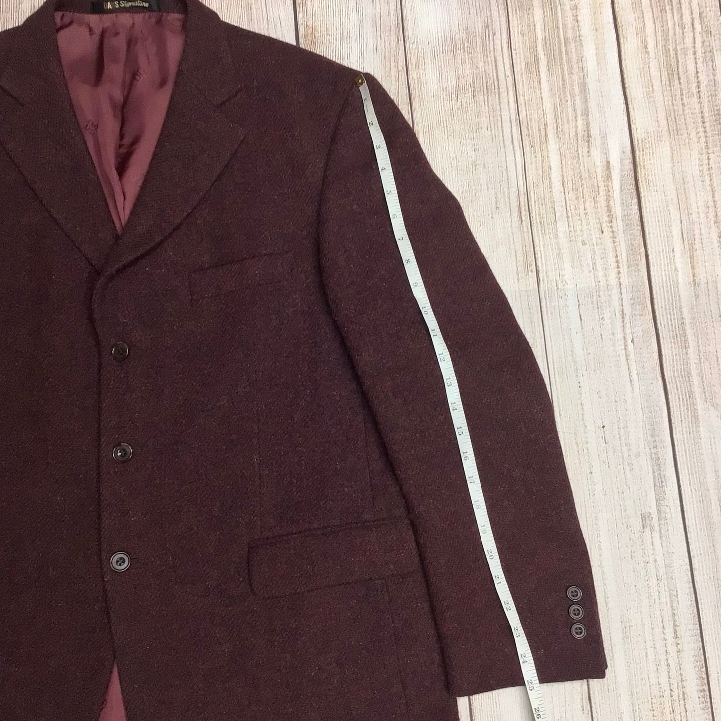 Daks Signature Burgundy Red 100% Wool Blazer Jacket Size 42R