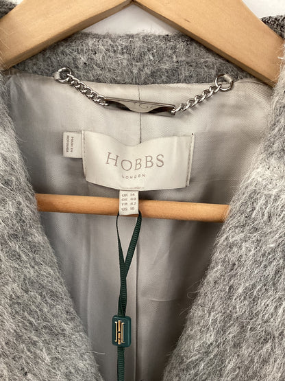 HOBBS London, Rosemary Check Coat, Gray and White, Long Winter Trench Coat, Size UK 14, BNWT