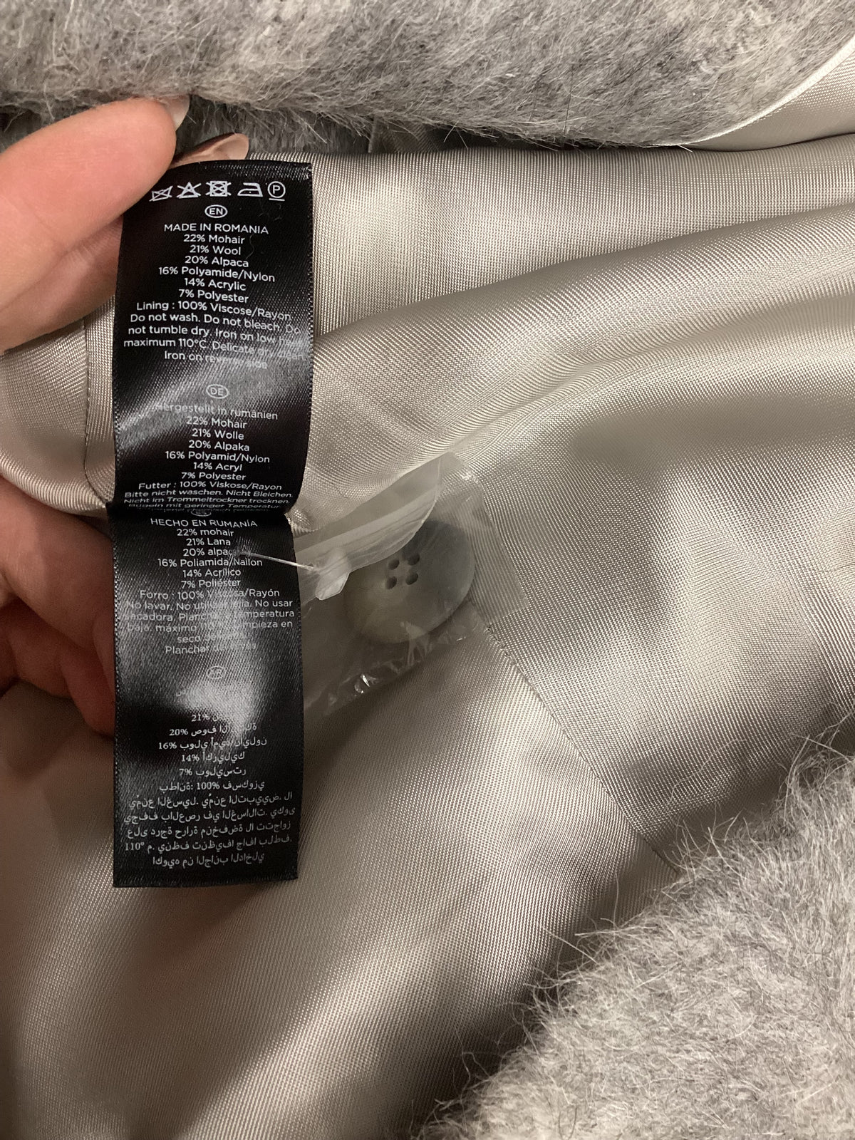 HOBBS London, Rosemary Check Coat, Gray and White, Long Winter Trench Coat, Size UK 14, BNWT