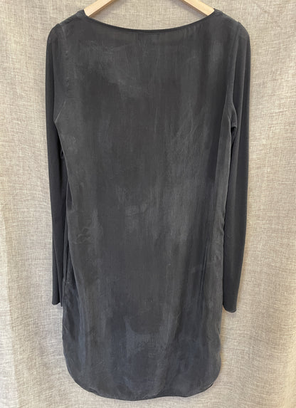 Cos Black Dark Grey Cowl Neck Long Sleeve Short Dress Size 38 Small UK 10