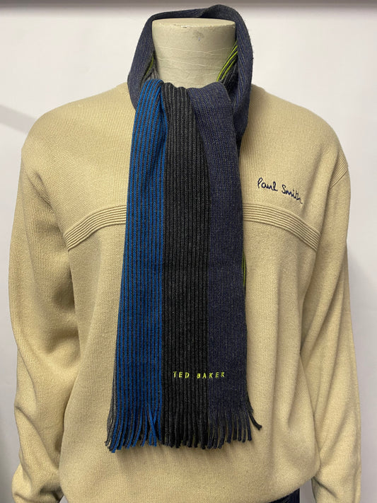 Ted Baker Blue and Green Mix Stripe Scarf