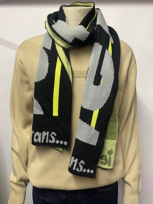 Iets Frans Urban Outfitters Grey and Green Knit Scarf