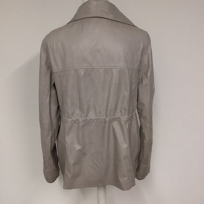 Jaeger Silver/Grey Soft Leather Jacket w/Drawstring Waist Size 14