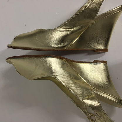 LK Bennett Light Gold Wedge Heel Sling Backs Size 4