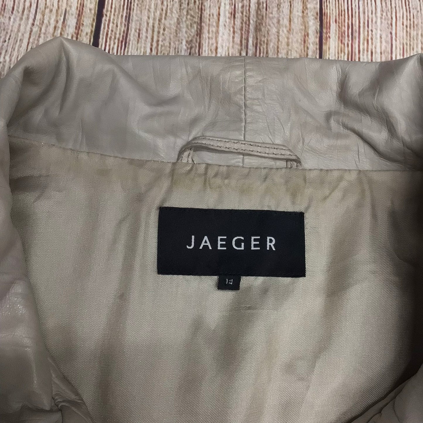 Jaeger Silver/Grey Soft Leather Jacket w/Drawstring Waist Size 14