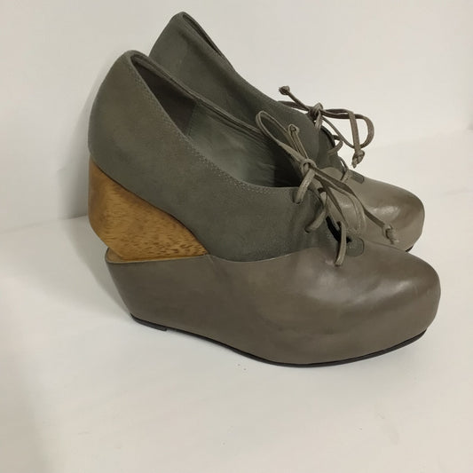 AllSaints Spitalfields Graphite Grey Wedge Bura Shoe Heels RRP £185 Size 4