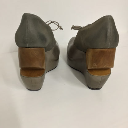 AllSaints Spitalfields Graphite Grey Wedge Bura Shoe Heels Size 4