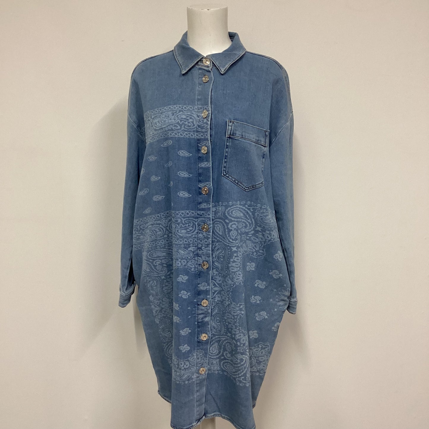 Mos Mosh Blue Sapri Denim Shirt Dress Size L