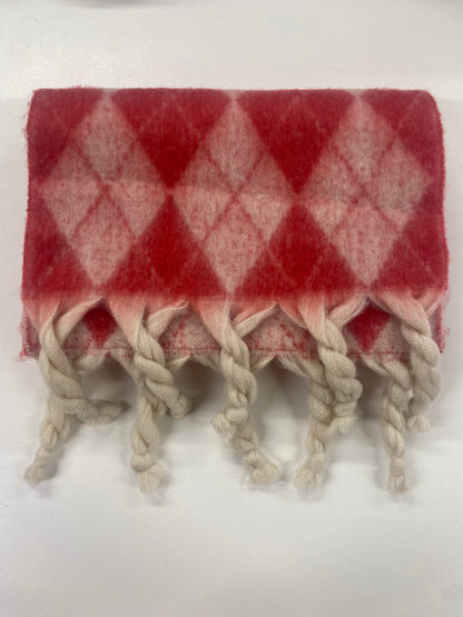 Red and White Argyle Brushed Wool Blend XL Scarf