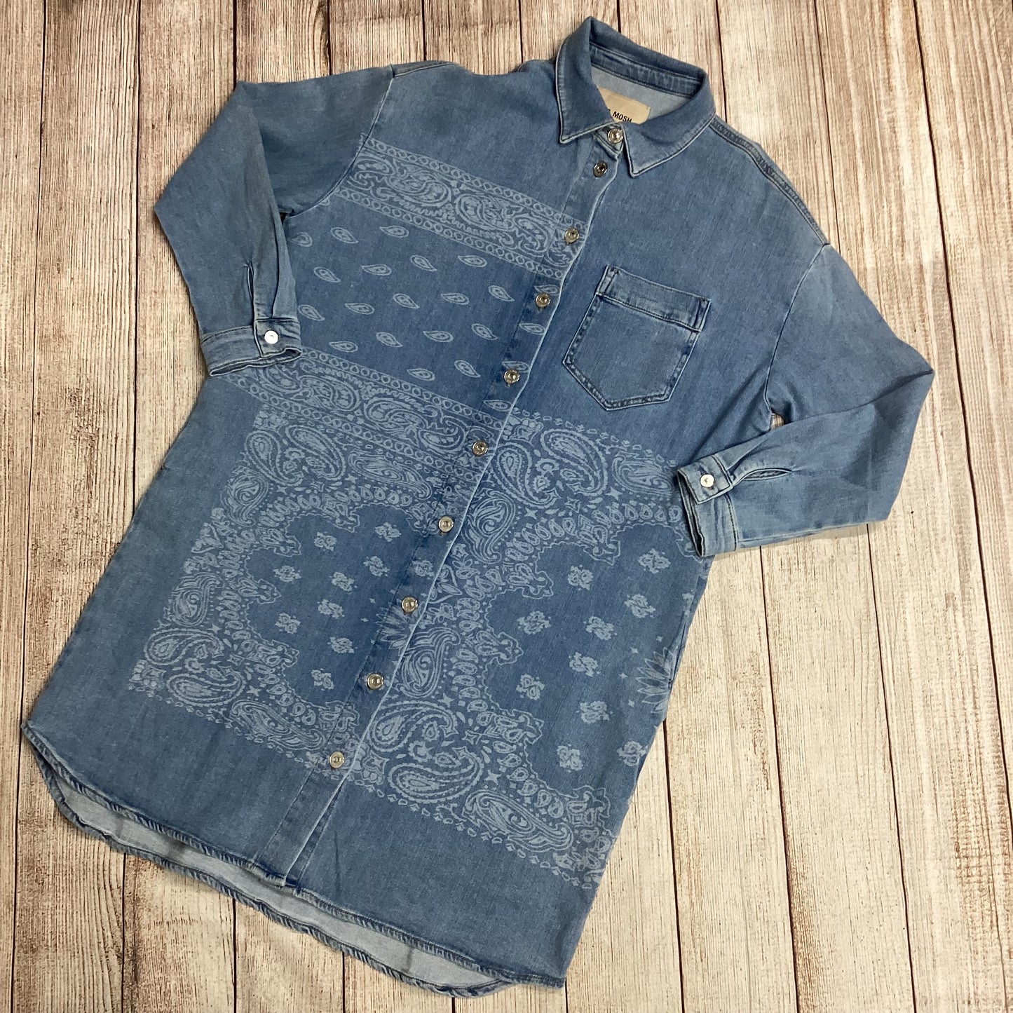 Mos Mosh Blue Sapri Denim Shirt Dress Size L