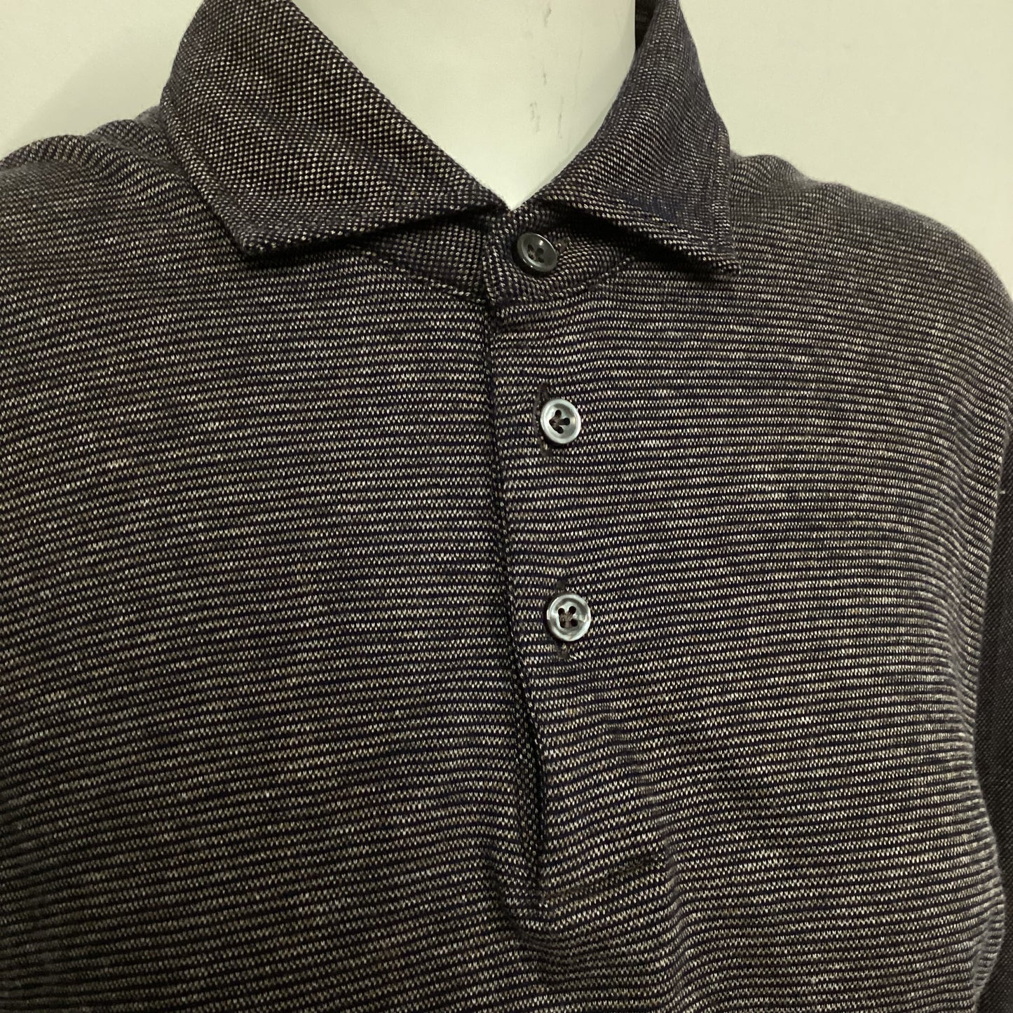 Boss Navy Grey Slim Fit Long Sleeve Polo Shirt Top Size M