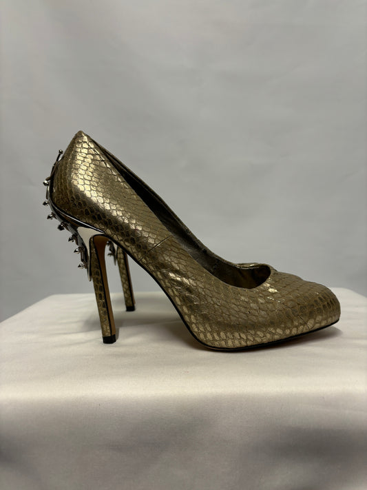 Sam Edelman Gold Leather Snake Skin Heels UK 8