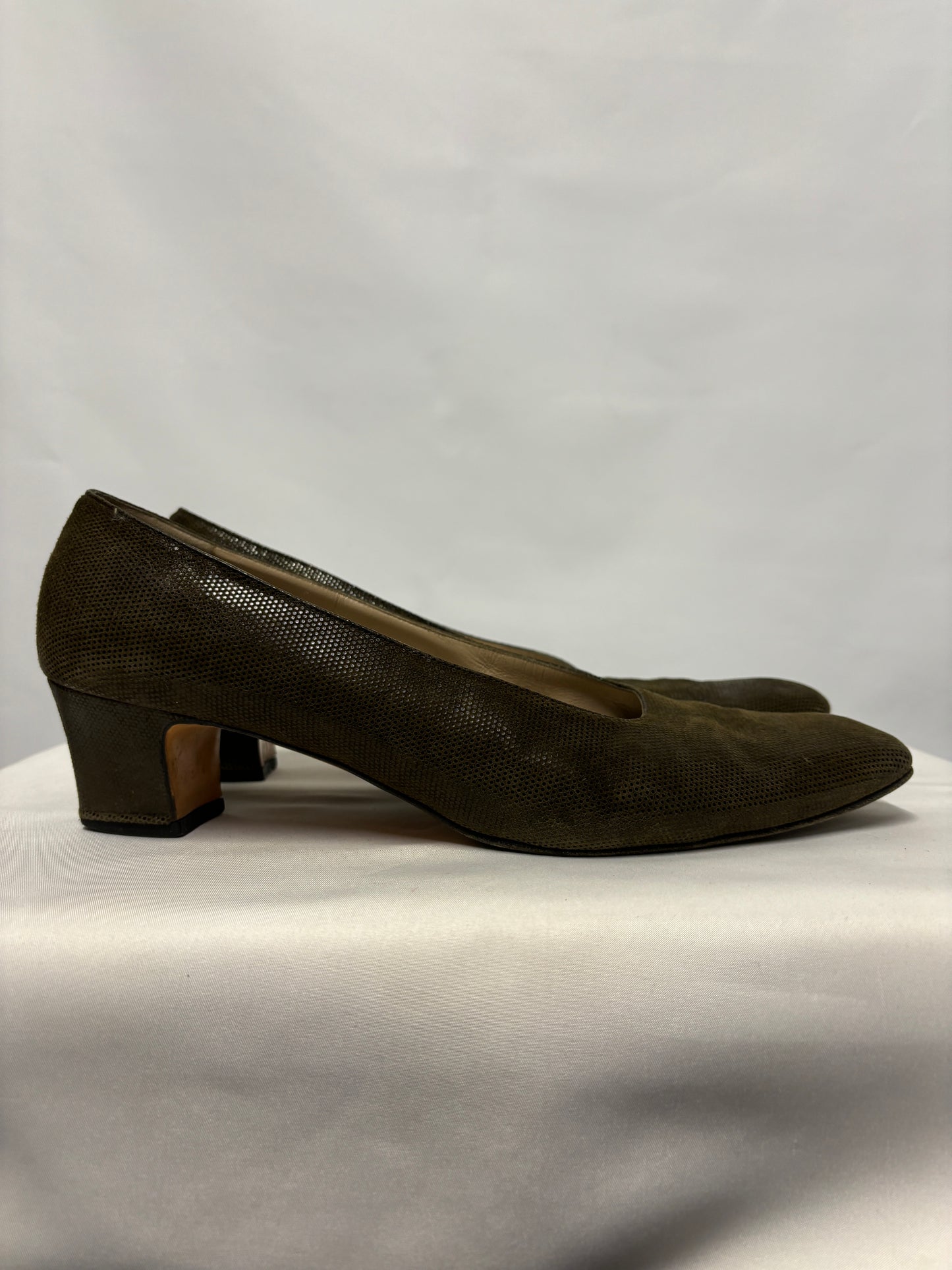 Ferragamo Green Squared Toed Heels UK 8