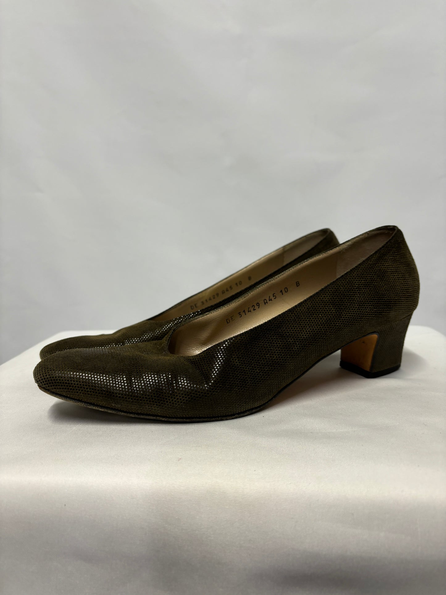 Ferragamo Green Squared Toed Heels UK 8