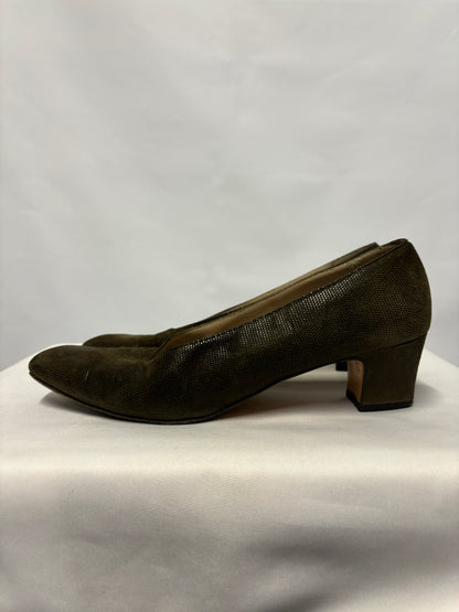 Ferragamo Green Squared Toed Heels UK 8