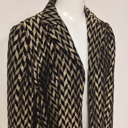 Vintage Romney Gold & Black Metallic Chevron Pattern Blazer Jacket Size 14